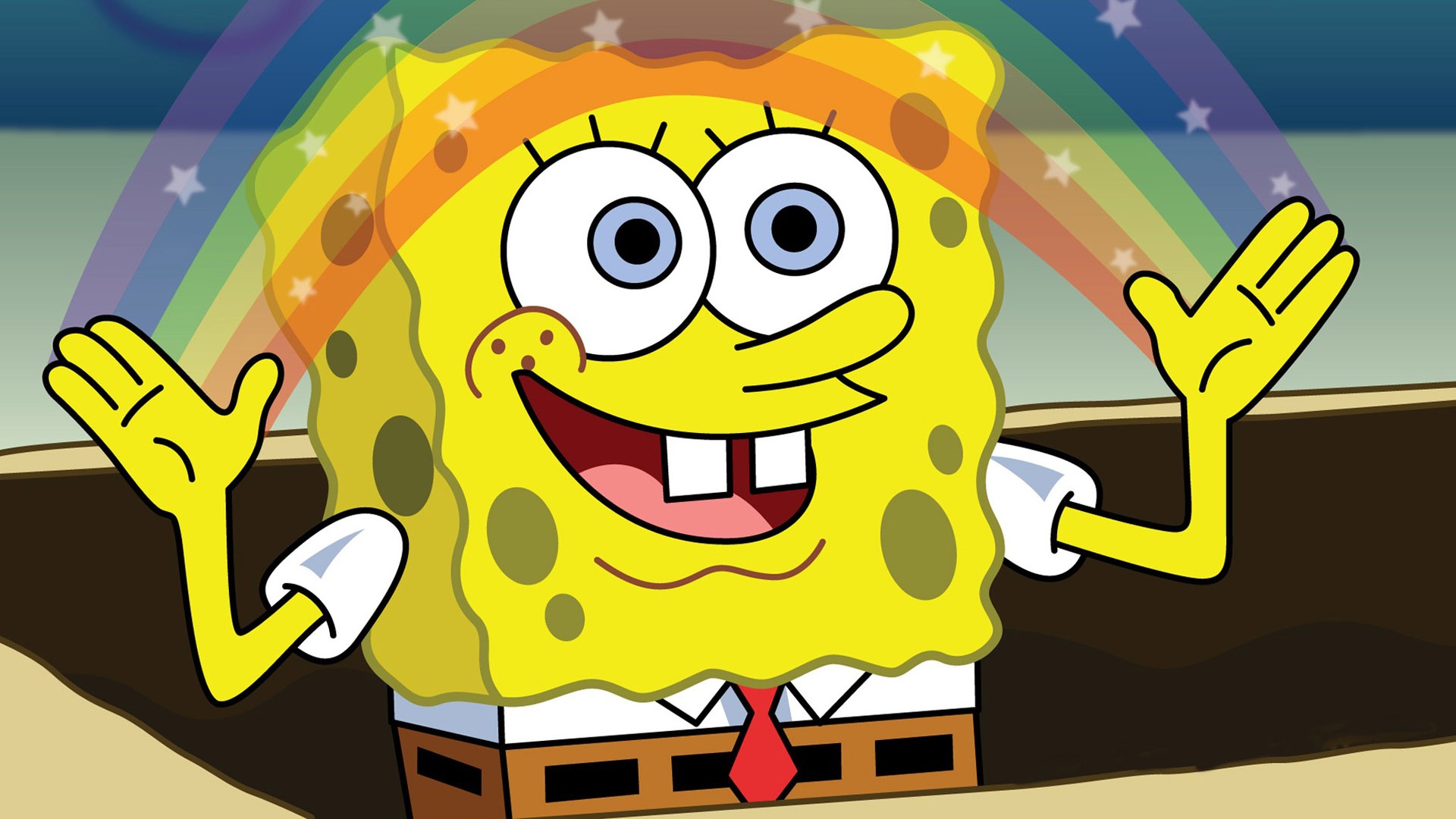 High Quality Spongebob Rainbow Blank Meme Template
