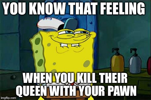 Don't You Squidward Meme | YOU KNOW THAT FEELING; WHEN YOU KILL THEIR QUEEN WITH YOUR PAWN | image tagged in memes,dont you squidward | made w/ Imgflip meme maker