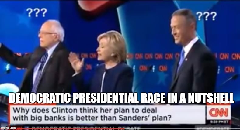 DEMOCRATIC PRESIDENTIAL RACE IN A NUTSHELL | image tagged in memes,politics,2016 election | made w/ Imgflip meme maker