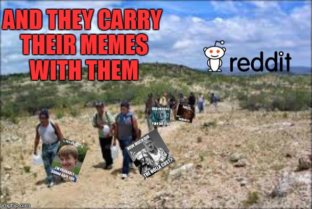 Ah Illegal Meme-igrants.... and they carry their memes with them over the border(INVICTA INSPIRED) | AND THEY CARRY THEIR MEMES WITH THEM | image tagged in and they carry their memes with them,memes,funny,reddit,illegal immigration | made w/ Imgflip meme maker