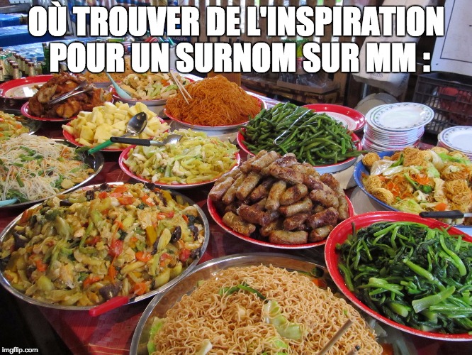 food | OÙ TROUVER DE L'INSPIRATION POUR UN SURNOM SUR MM : | image tagged in food | made w/ Imgflip meme maker