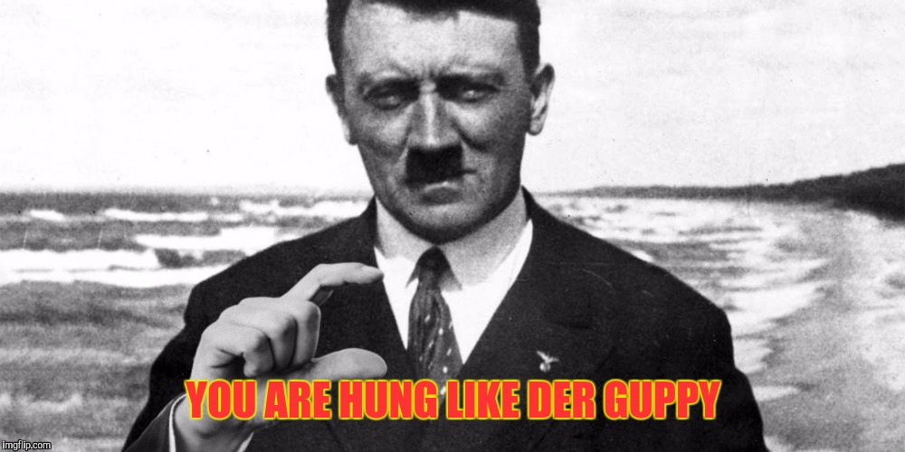 Hitler hates your manhood | YOU ARE HUNG LIKE DER GUPPY | image tagged in small weiner,hitler,funny | made w/ Imgflip meme maker