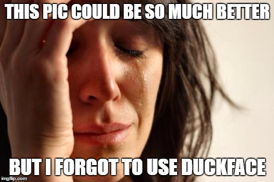 Duckfacepalm | THIS PIC COULD BE SO MUCH BETTER; BUT I FORGOT TO USE DUCKFACE | image tagged in memes,first world problems,duck face chicks,duck face,social media | made w/ Imgflip meme maker