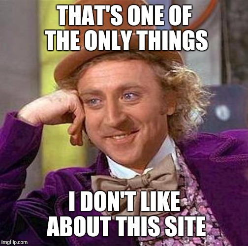 Creepy Condescending Wonka Meme | THAT'S ONE OF THE ONLY THINGS I DON'T LIKE ABOUT THIS SITE | image tagged in memes,creepy condescending wonka | made w/ Imgflip meme maker