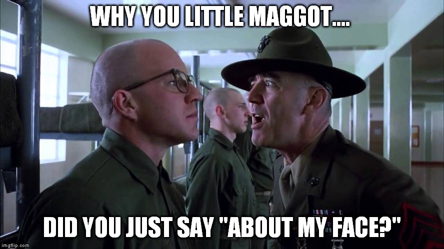 WHY YOU LITTLE MAGGOT.... DID YOU JUST SAY "ABOUT MY FACE?" | made w/ Imgflip meme maker