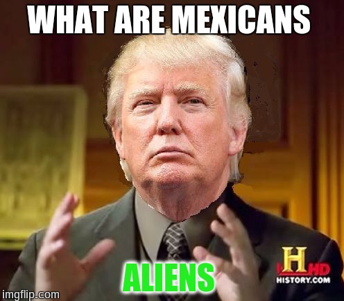 Trump would say this  | WHAT ARE MEXICANS; ALIENS | image tagged in ancient aliens,donald trump | made w/ Imgflip meme maker