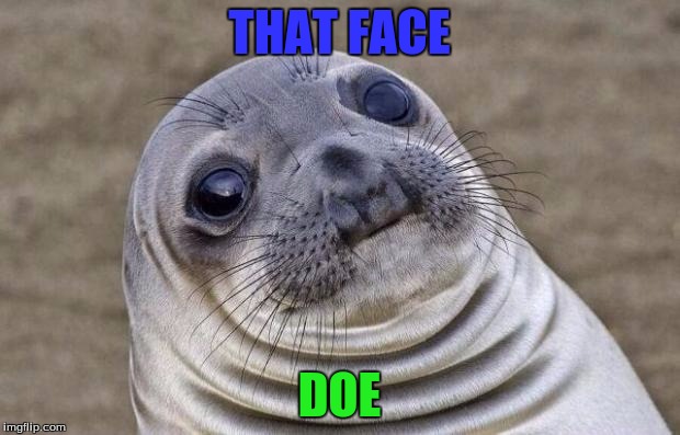 Awkward Moment Sealion | THAT FACE; DOE | image tagged in memes,awkward moment sealion | made w/ Imgflip meme maker