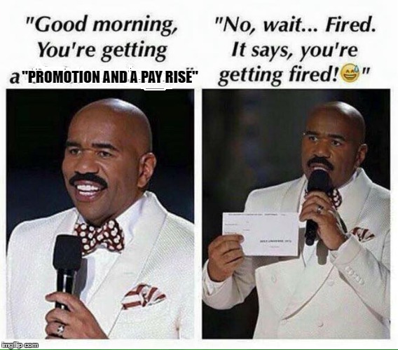 dumb n dumber | "PROMOTION AND A PAY RISE" | image tagged in funny memes | made w/ Imgflip meme maker