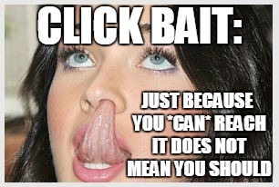 CLICK BAIT: JUST BECAUSE YOU *CAN* REACH IT DOES NOT MEAN YOU SHOULD | made w/ Imgflip meme maker