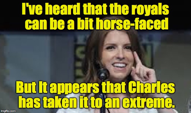Condescending Anna | I've heard that the royals can be a bit horse-faced But It appears that Charles has taken it to an extreme. | image tagged in condescending anna | made w/ Imgflip meme maker