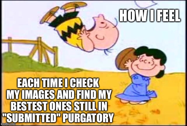 HOW I FEEL; EACH TIME I CHECK MY IMAGES AND FIND MY BESTEST ONES STILL IN "SUBMITTED" PURGATORY | made w/ Imgflip meme maker