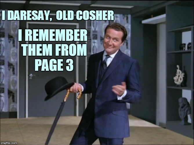 I REMEMBER THEM FROM PAGE 3 I DARESAY,  OLD COSHER | made w/ Imgflip meme maker