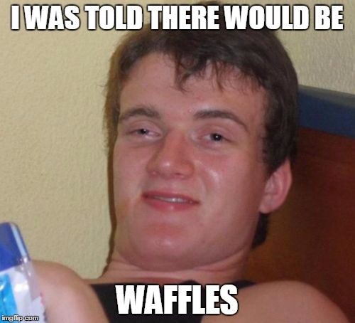 10 Guy Meme | I WAS TOLD THERE WOULD BE WAFFLES | image tagged in memes,10 guy | made w/ Imgflip meme maker