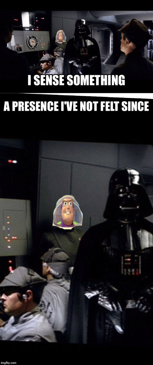 image tagged in buzz lightyear,darth vader,photobombs,star wars,zoom | made w/ Imgflip meme maker