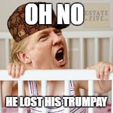 trunp baby | OH NO; HE LOST HIS TRUMPAY | image tagged in trunp baby,scumbag | made w/ Imgflip meme maker