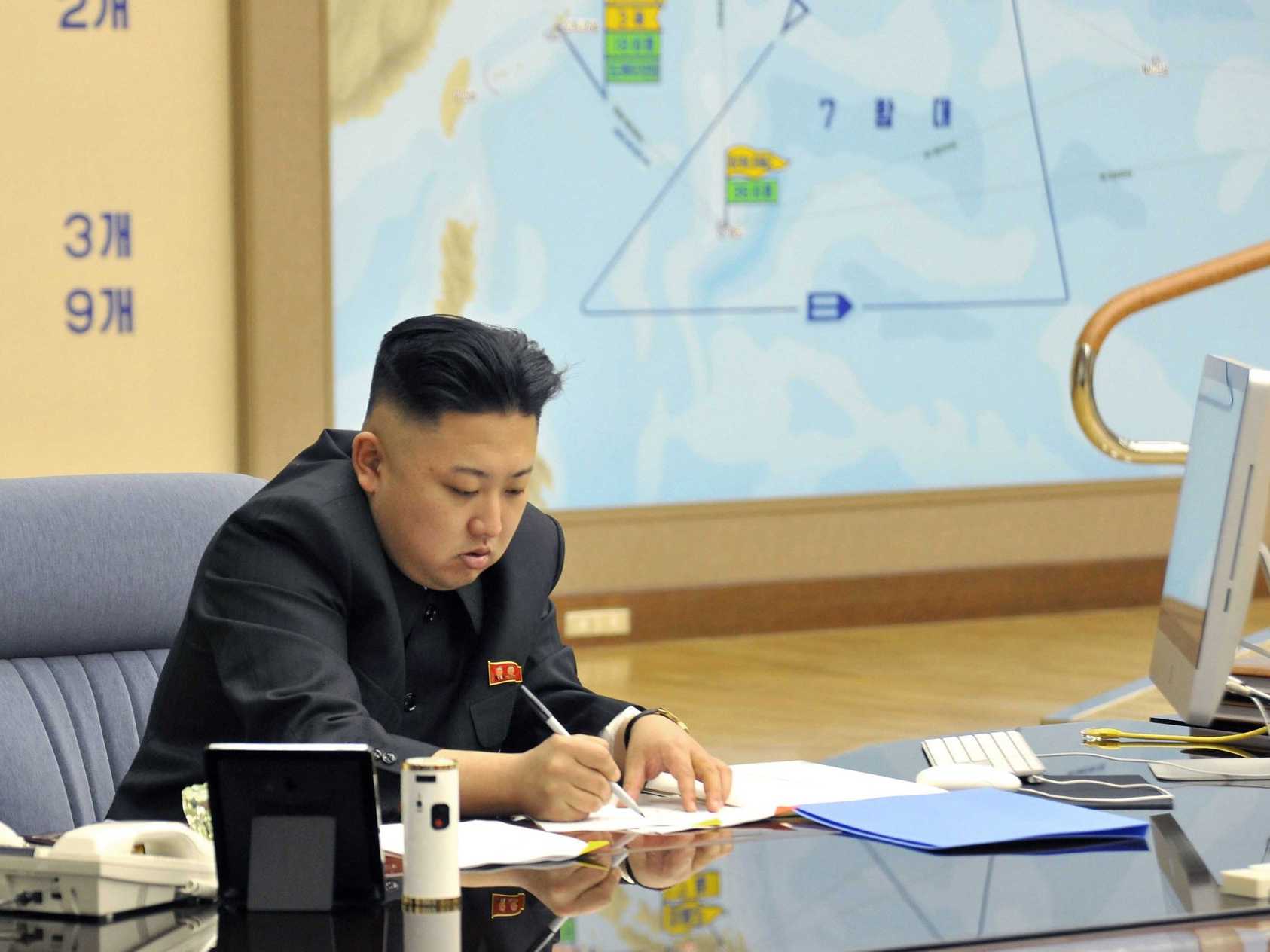 High Quality Kim Jong Un using a mac Blank Meme Template