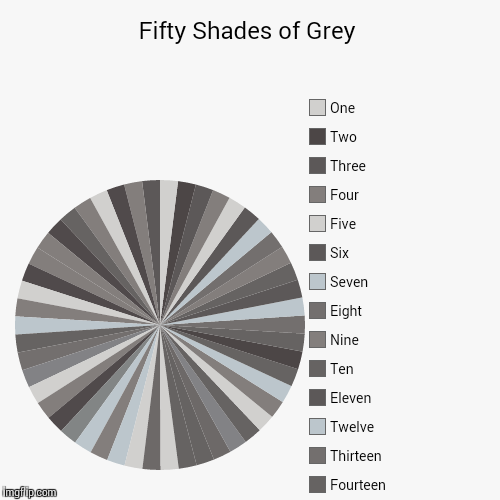 Fifty Shades of Grey | FIFTY!, Forty-nine, Forty-eight, Forty-seven, Forty-six, Forty-five, Forty-four, Forty-three, Forty-two, Forty-one, F | image tagged in funny,pie charts | made w/ Imgflip chart maker