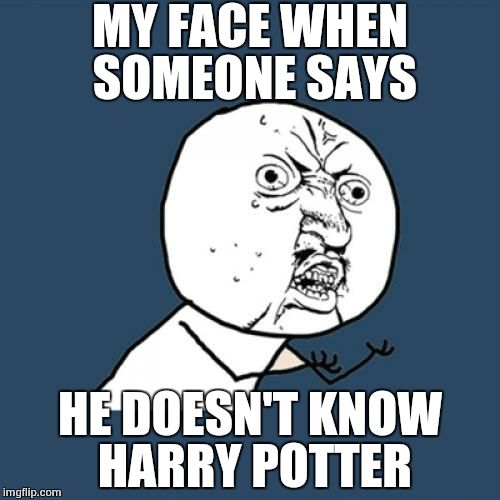 Y U No Meme | MY FACE WHEN SOMEONE SAYS; HE DOESN'T KNOW HARRY POTTER | image tagged in memes,y u no | made w/ Imgflip meme maker