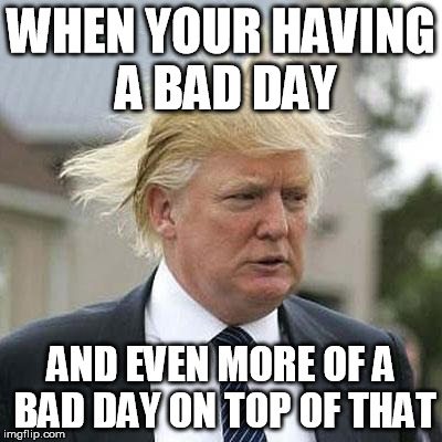 Donald Trump | WHEN YOUR HAVING A BAD DAY; AND EVEN MORE OF A BAD DAY ON TOP OF THAT | image tagged in donald trump | made w/ Imgflip meme maker