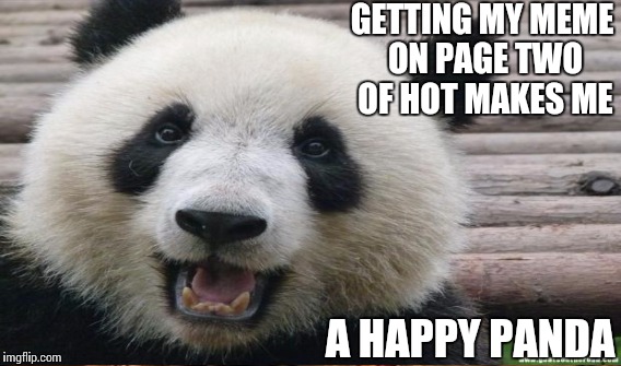 GETTING MY MEME ON PAGE TWO OF HOT MAKES ME A HAPPY PANDA | made w/ Imgflip meme maker