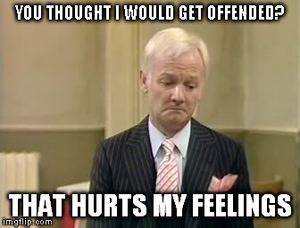 YOU THOUGHT I WOULD GET OFFENDED? THAT HURTS MY FEELINGS | made w/ Imgflip meme maker