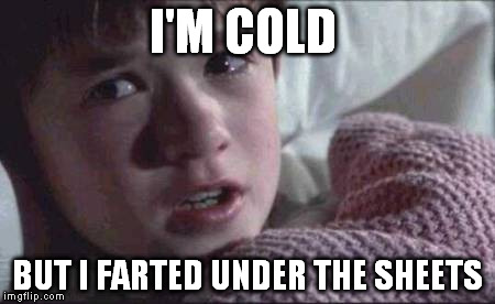 I See Dead People | I'M COLD; BUT I FARTED UNDER THE SHEETS | image tagged in memes,i see dead people | made w/ Imgflip meme maker