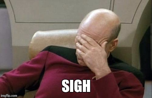 Captain Picard Facepalm Meme | SIGH | image tagged in memes,captain picard facepalm | made w/ Imgflip meme maker