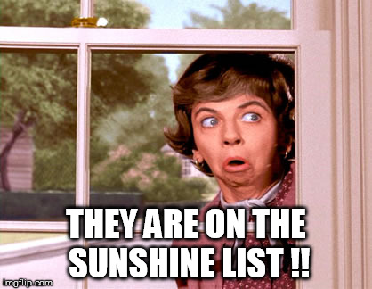 Sunshine list | THEY ARE ON THE SUNSHINE LIST !! | image tagged in gladys | made w/ Imgflip meme maker