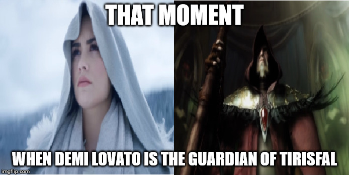 Demi Lovato, Guardian of Tirisfal | THAT MOMENT; WHEN DEMI LOVATO IS THE GUARDIAN OF TIRISFAL | image tagged in world of warcraft,demi lovato | made w/ Imgflip meme maker
