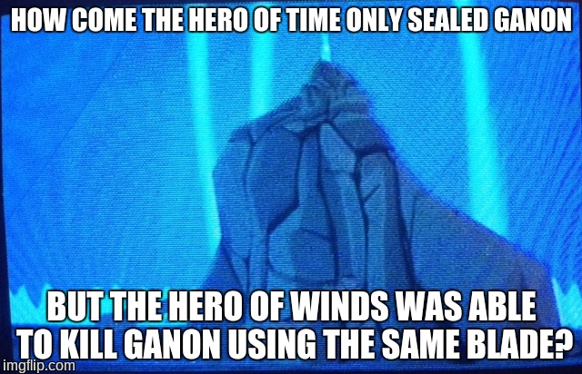 ganondork | HOW COME THE HERO OF TIME ONLY SEALED GANON; BUT THE HERO OF WINDS WAS ABLE TO KILL GANON USING THE SAME BLADE? | image tagged in ganondork,the legend of zelda,wind waker,ganondorf | made w/ Imgflip meme maker