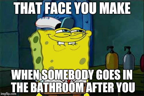 Don't You Squidward Meme | THAT FACE YOU MAKE; WHEN SOMEBODY GOES IN THE BATHROOM AFTER YOU | image tagged in memes,dont you squidward | made w/ Imgflip meme maker