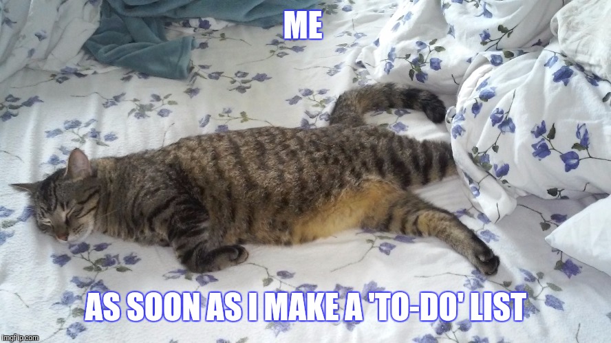 Lazy  | ME; AS SOON AS I MAKE A 'TO-DO' LIST | image tagged in demotivationals | made w/ Imgflip meme maker