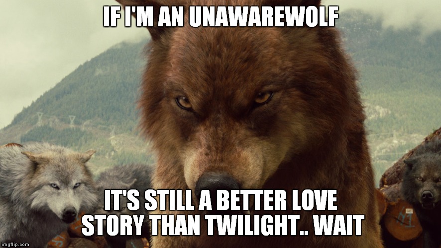 IF I'M AN UNAWAREWOLF IT'S STILL A BETTER LOVE STORY THAN TWILIGHT.. WAIT | made w/ Imgflip meme maker