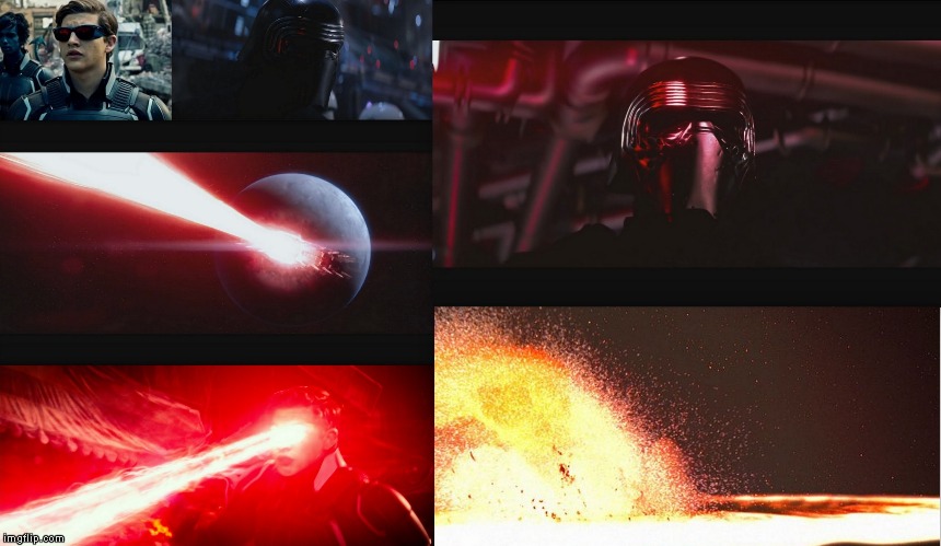 Cyclops's fate | image tagged in kyloren cyclops starkillerbase fight laser beam | made w/ Imgflip meme maker