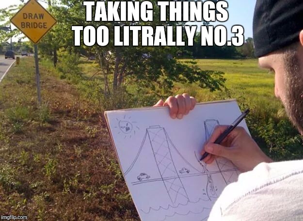 TAKING THINGS TOO LITRALLY NO.3 | image tagged in draw bridge literally | made w/ Imgflip meme maker