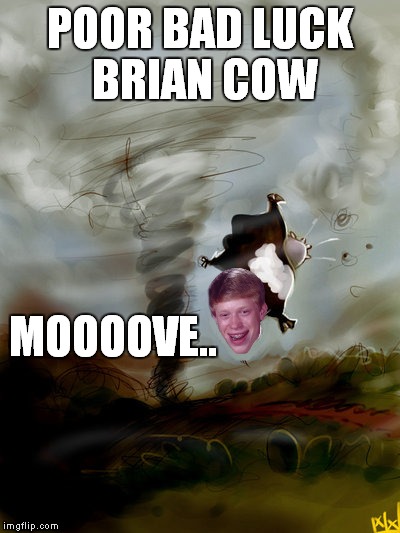 POOR BAD LUCK BRIAN COW MOOOOVE.. | made w/ Imgflip meme maker