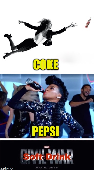 For all the bubbles | COKE; PEPSI | image tagged in soft drink,coke,pepsi,civil war | made w/ Imgflip meme maker