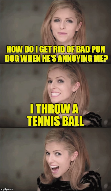 HOW DO I GET RID OF BAD PUN DOG WHEN HE'S ANNOYING ME? I THROW A TENNIS BALL | made w/ Imgflip meme maker