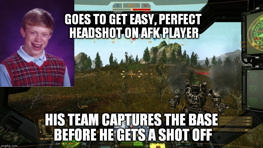 GOES TO GET EASY, PERFECT HEADSHOT ON AFK PLAYER HIS TEAM CAPTURES THE BASE BEFORE HE GETS A SHOT OFF | made w/ Imgflip meme maker