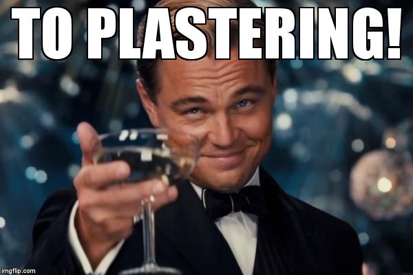 Leonardo Dicaprio Cheers Meme | TO PLASTERING! | image tagged in memes,leonardo dicaprio cheers | made w/ Imgflip meme maker