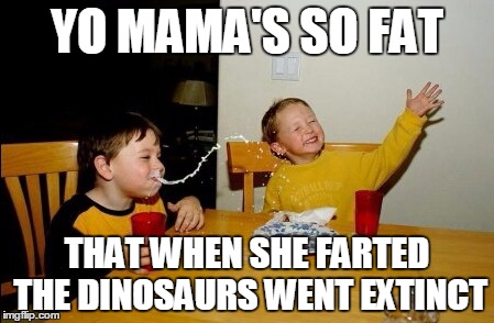 Yo Mamas So Fat | YO MAMA'S SO FAT; THAT WHEN SHE FARTED THE DINOSAURS WENT EXTINCT | image tagged in memes,yo mamas so fat | made w/ Imgflip meme maker