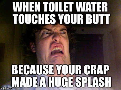 Oh No | WHEN TOILET WATER TOUCHES YOUR BUTT; BECAUSE YOUR CRAP MADE A HUGE SPLASH | image tagged in memes,oh no | made w/ Imgflip meme maker