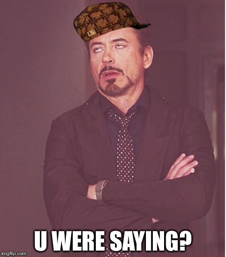 Face You Make Robert Downey Jr Meme | U WERE SAYING? | image tagged in memes,face you make robert downey jr,scumbag | made w/ Imgflip meme maker