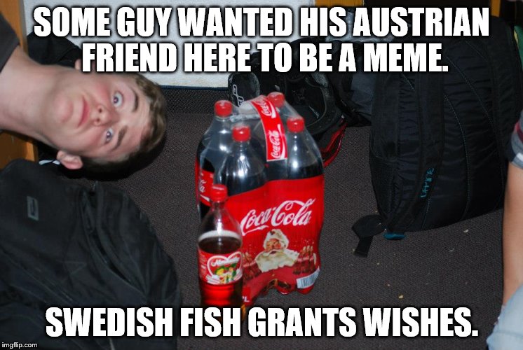 This Austrian Guy | SOME GUY WANTED HIS AUSTRIAN FRIEND HERE TO BE A MEME. SWEDISH FISH GRANTS WISHES. | image tagged in swedishfish | made w/ Imgflip meme maker