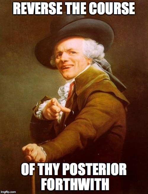 Yo | REVERSE THE COURSE; OF THY POSTERIOR FORTHWITH | image tagged in memes,joseph ducreux | made w/ Imgflip meme maker