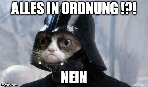 Grumpy Cat Star Wars Meme | ALLES IN ORDNUNG !?! NEIN | image tagged in memes,grumpy cat star wars,grumpy cat | made w/ Imgflip meme maker