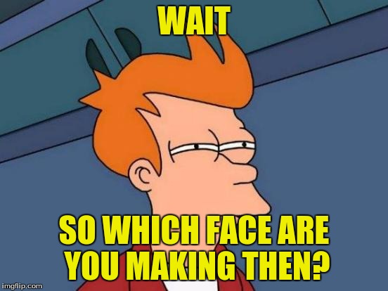 Futurama Fry Meme | WAIT SO WHICH FACE ARE YOU MAKING THEN? | image tagged in memes,futurama fry | made w/ Imgflip meme maker