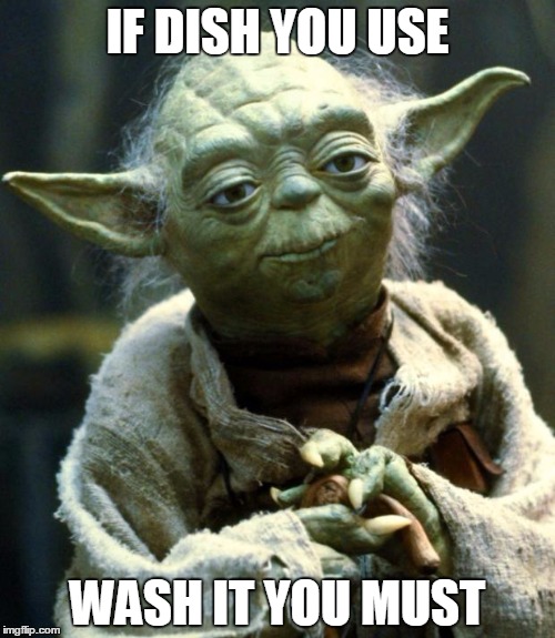Star Wars Yoda | IF DISH YOU USE; WASH IT YOU MUST | image tagged in memes,star wars yoda | made w/ Imgflip meme maker