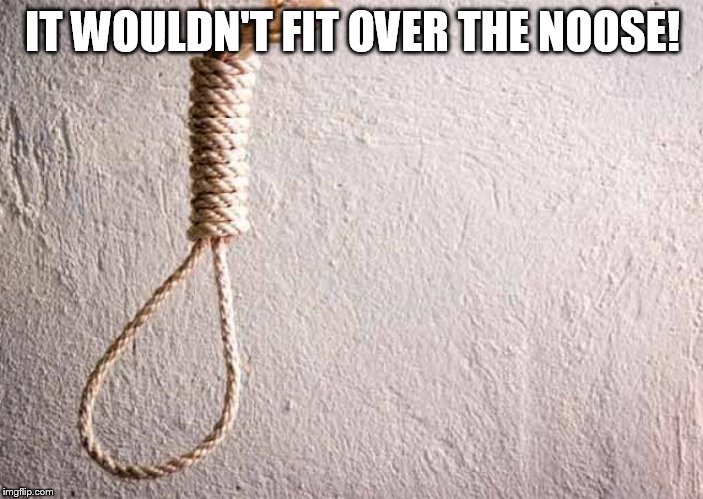 IT WOULDN'T FIT OVER THE NOOSE! | made w/ Imgflip meme maker