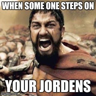 THIS IS SPARTA!!!! | WHEN SOME ONE STEPS ON; YOUR JORDENS | image tagged in this is sparta | made w/ Imgflip meme maker